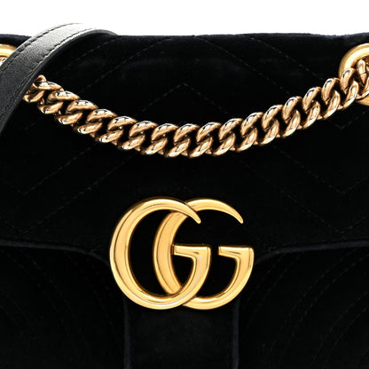 Gucci Velvet Matelasse Mini GG Marmont Shoulder Bag Black 8 of 10