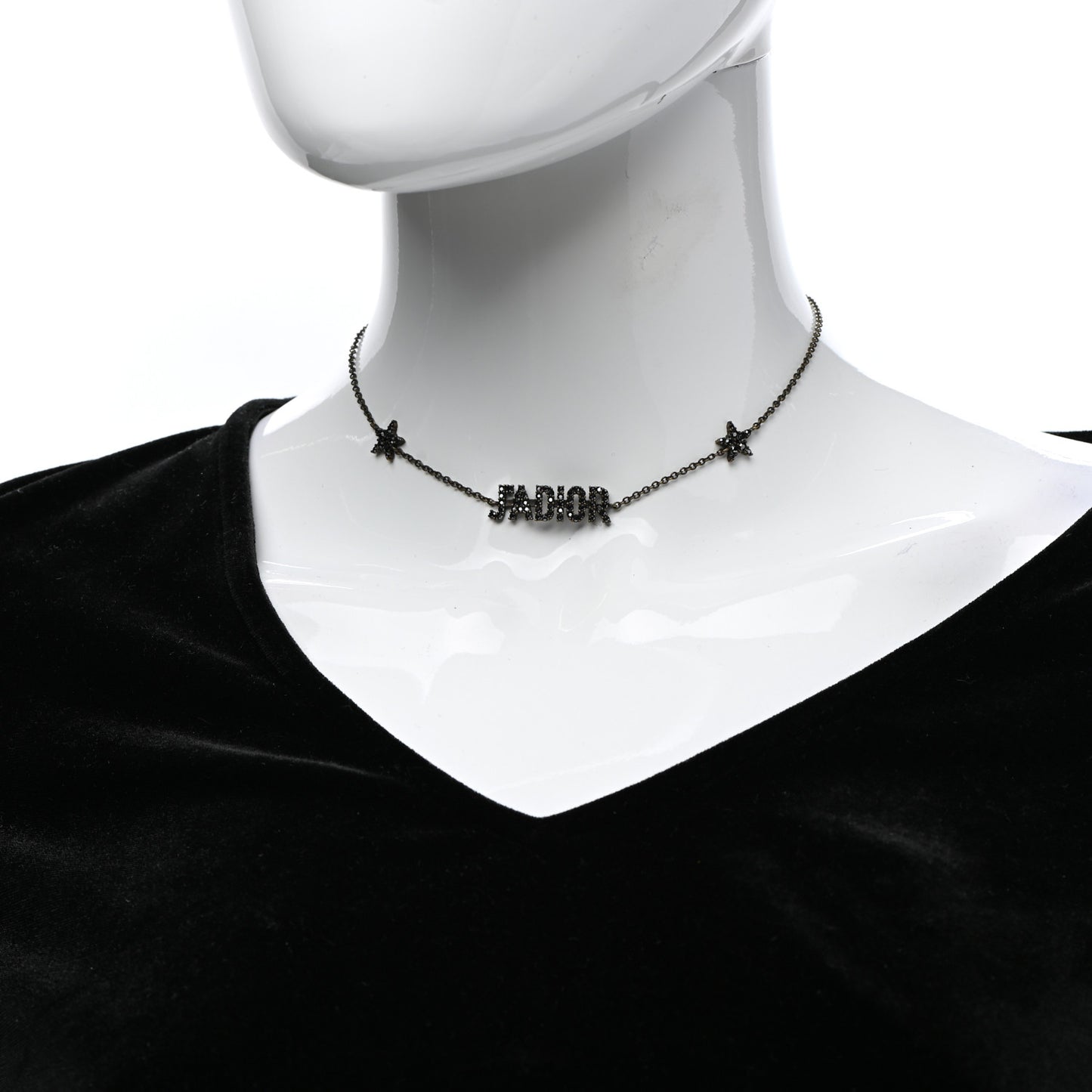Metal Crystal J'Adior Choker Necklace Black