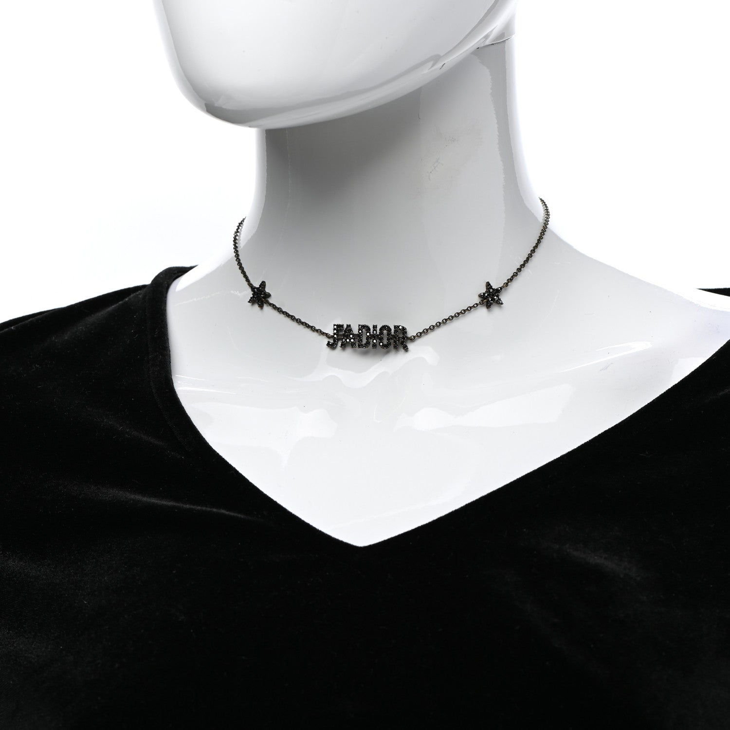 Christian Dior Metal Crystal J'Adior Choker Necklace Black 2 of 6