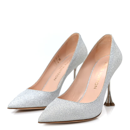 Louis Vuitton Glitter Fabric Blossom Pumps 37 Silver 4 of 10
