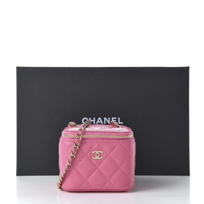 Chanel Caviar Quilted Mini Vanity Case With Chain Pink 11 of 11