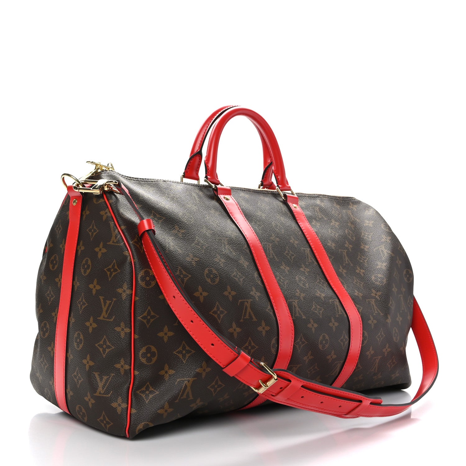 Louis Vuitton Calfskin Monogram Keepall Bandouliere 50 Coquelicot 2 of 9