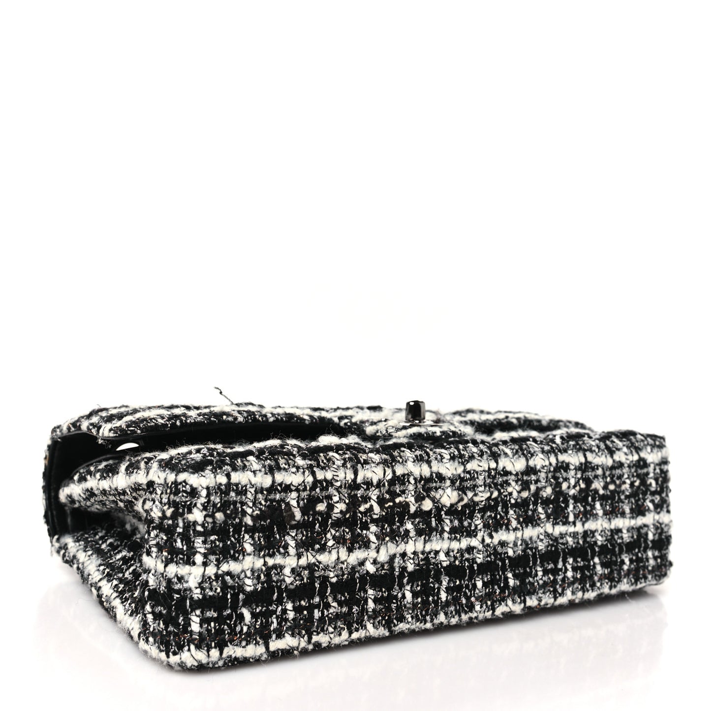 Tweed Quilted Medium Double Flap Black