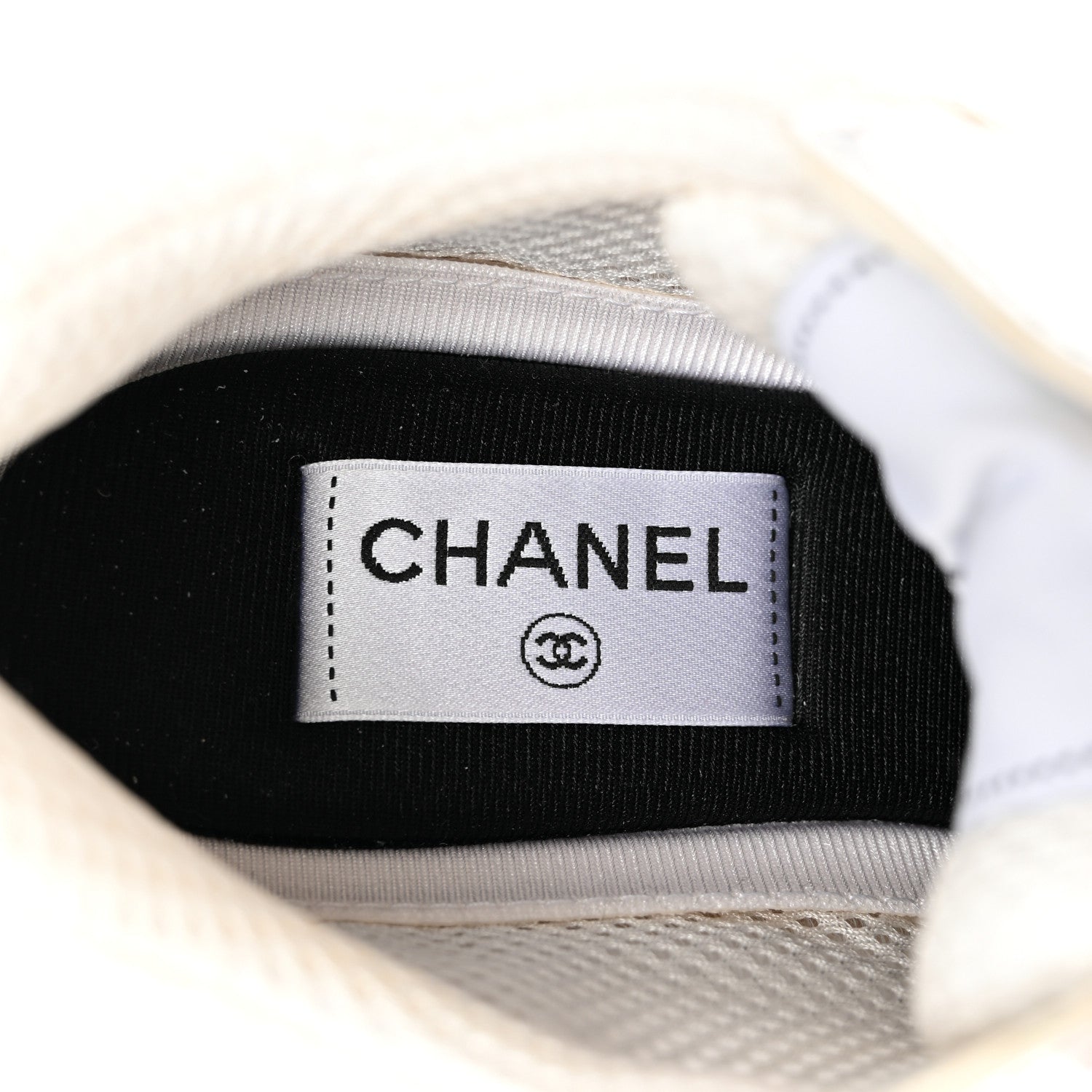 Chanel Fabric Laminated Calfskin Stretch CC Sneakers 39 White Silver 6 of 9