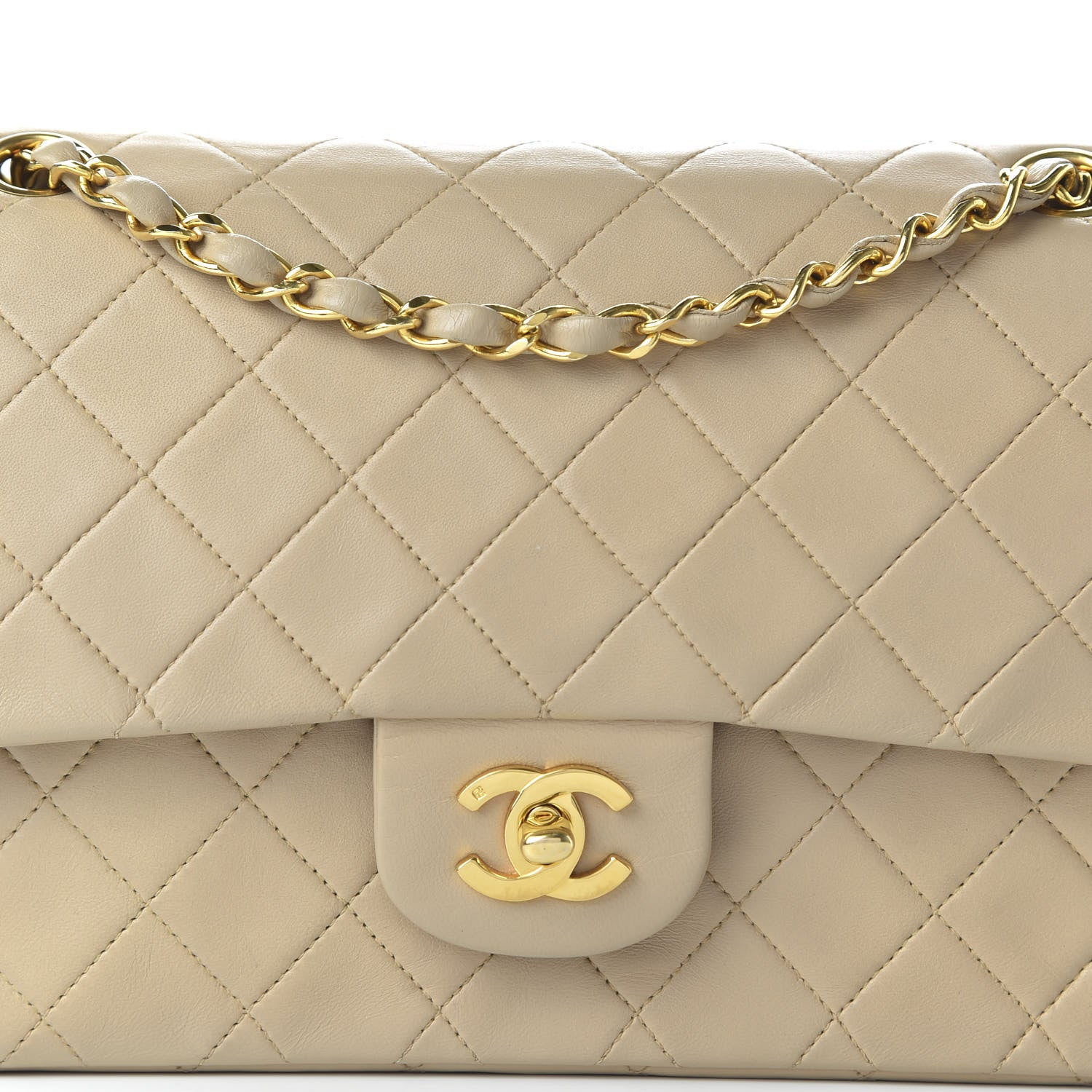 Chanel Lambskin Quilted Medium Double Flap Beige 11 of 14