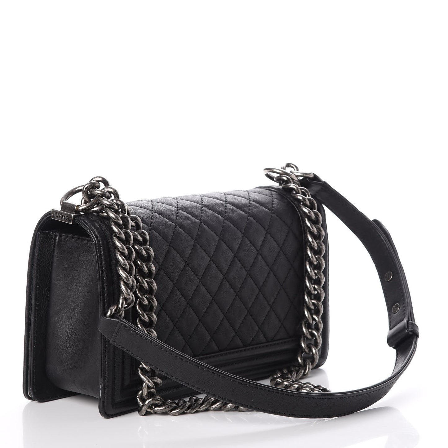 Calfskin Quilted Metal Embellished Paris Dallas Medium Boy Flap Black