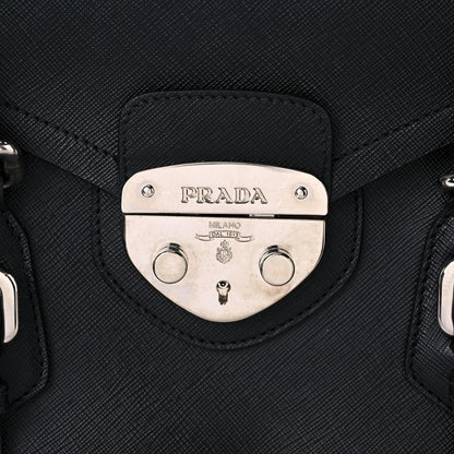 Prada Saffiano Pushlock Satchel Black 13 of 16