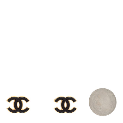 Chanel Metal Enamel CC Earrings Gold Dark Burgundy 2 of 4