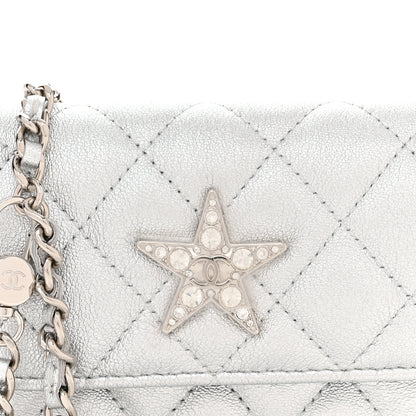 Chanel Metallic Goatskin Quilted Star Flap Waist Belt Bag Silver 10 of 13