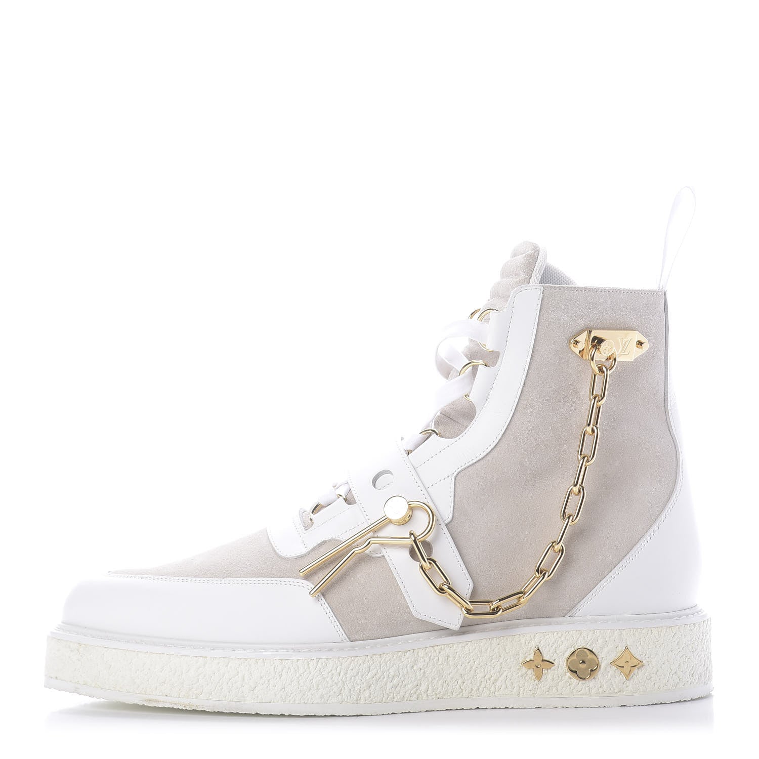 Louis Vuitton Calfskin Suede Mens Creeper Ankle Boots 9 White 1 of 9