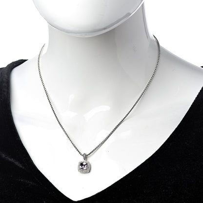 David Yurman Sterling Silver Diamond Amethyst 7mm Petite Albion Pendant Necklace 2 of 7