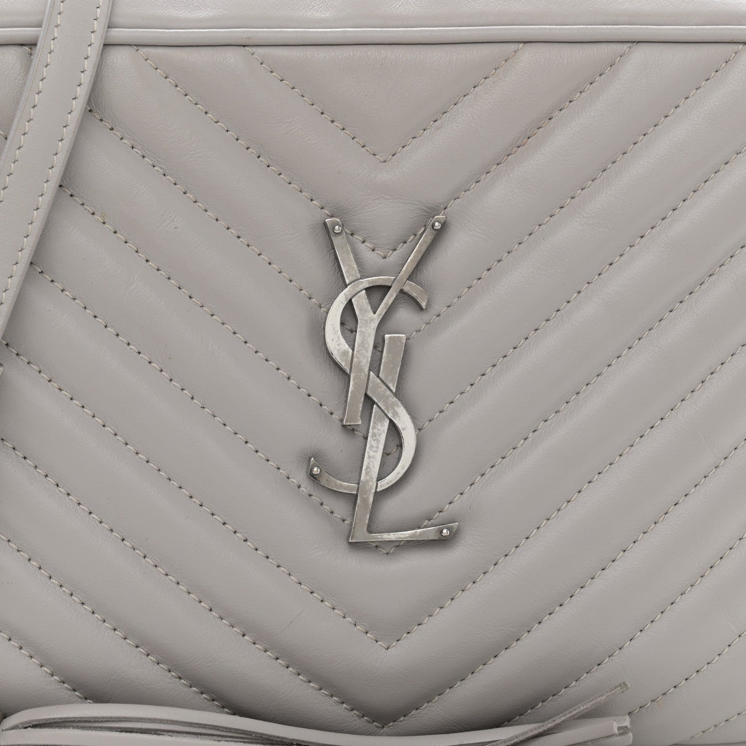 Saint Laurent Calfskin Matelasse Monogram Lou Camera Bag Granite 9 of 14