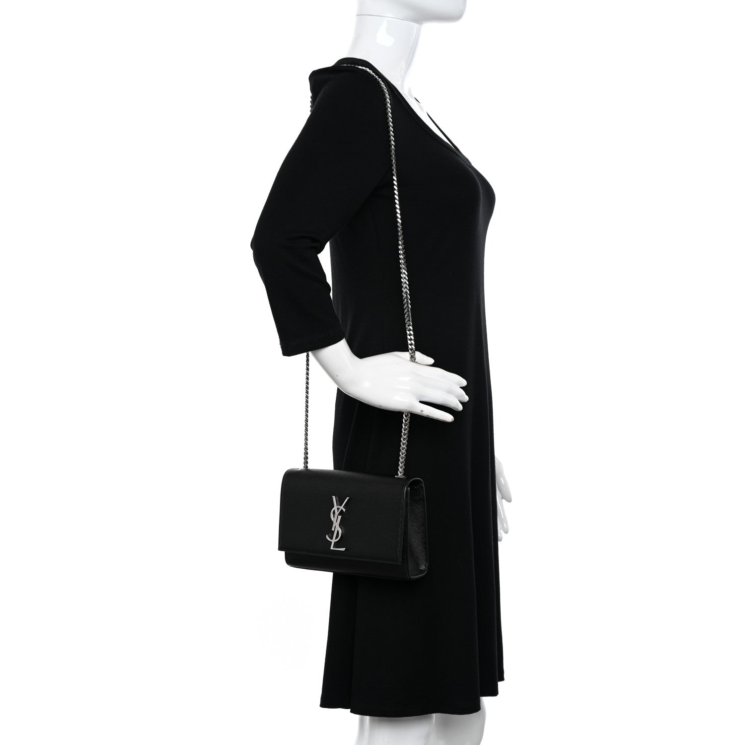 Saint Laurent Grain De Poudre Small Monogram Kate Satchel Black 2 of 11