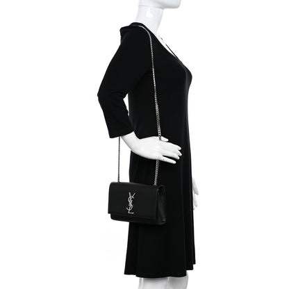 Saint Laurent Grain De Poudre Small Monogram Kate Satchel Black 2 of 11