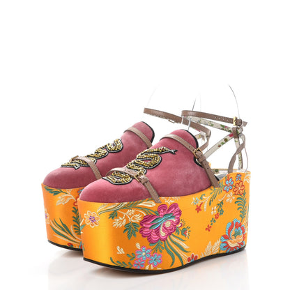 Gucci Velvet Silk Embellished Platform Detachable Slide 36 Tibet Red 4 of 22
