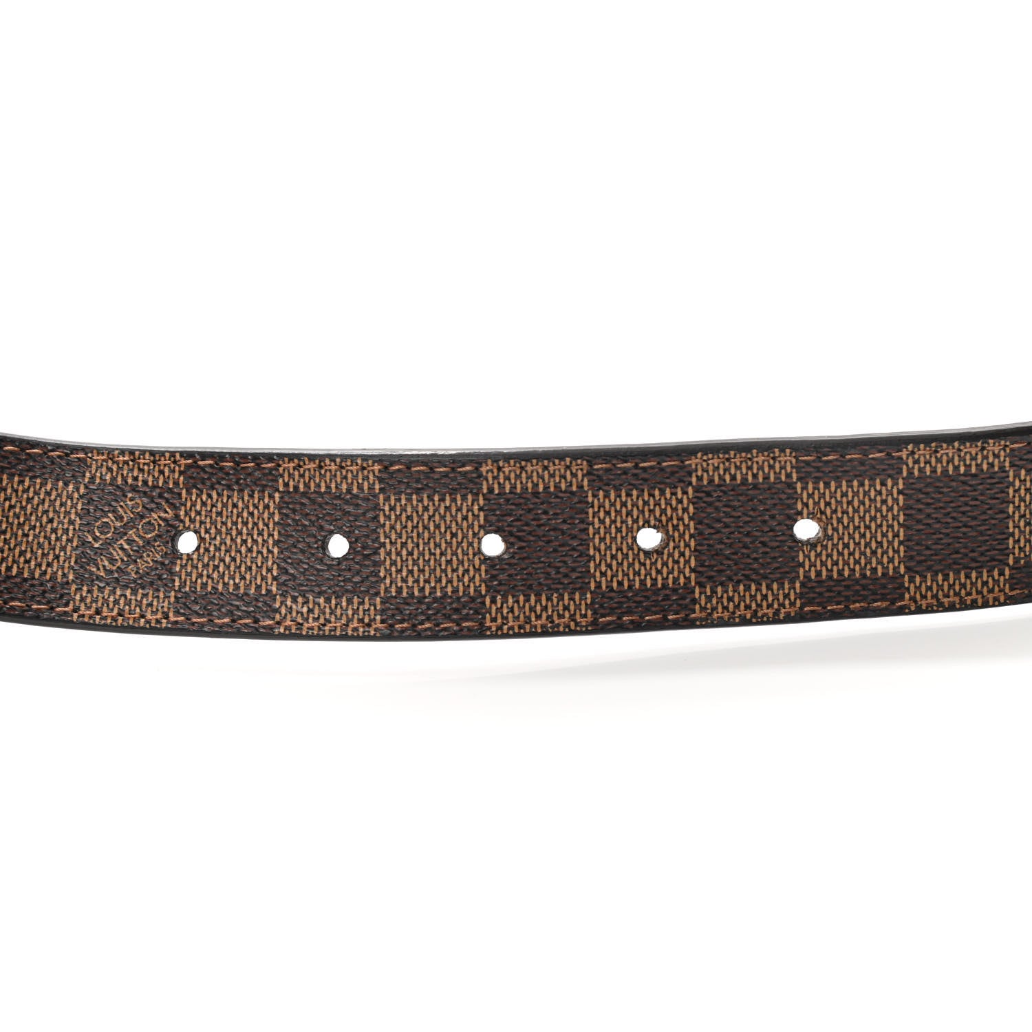 Louis Vuitton Damier Ebene LV Paris Buckle Belt 80 32 Gold 6 of 7