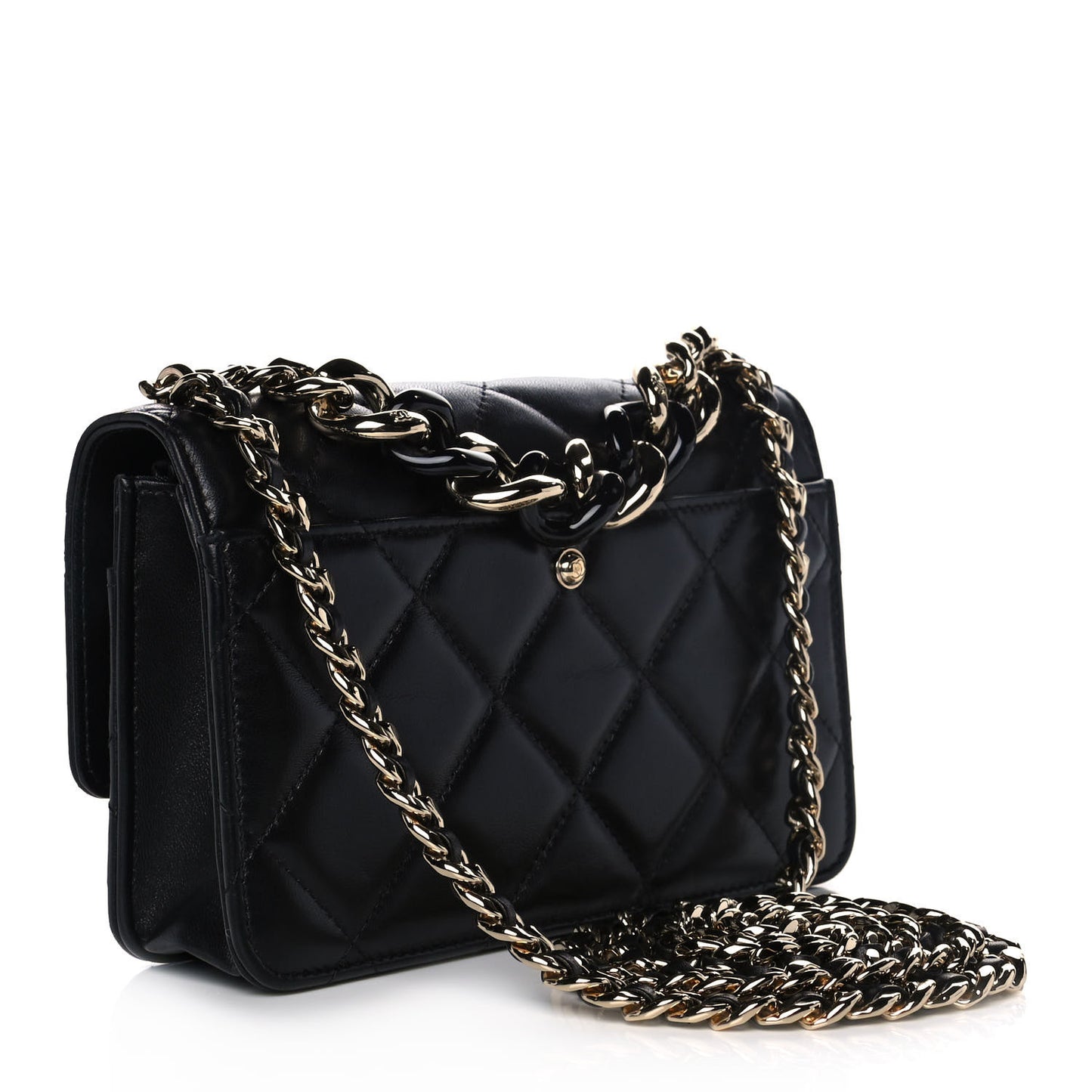 Lambskin Plexi Quilted Wallet On Chain WOC Black