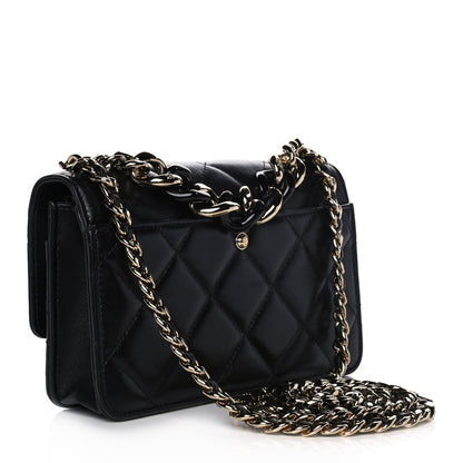 Chanel Lambskin Plexi Quilted Wallet On Chain WOC Black 3 of 14