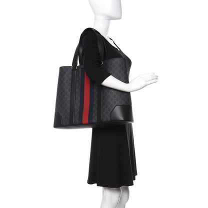Gucci GG Supreme Monogram Web Tote Black Grey 2 of 10