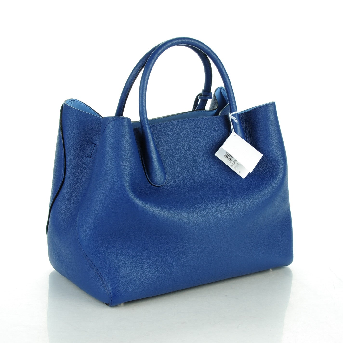 Supple Grained Calfskin Large Open Bar Tote Blue