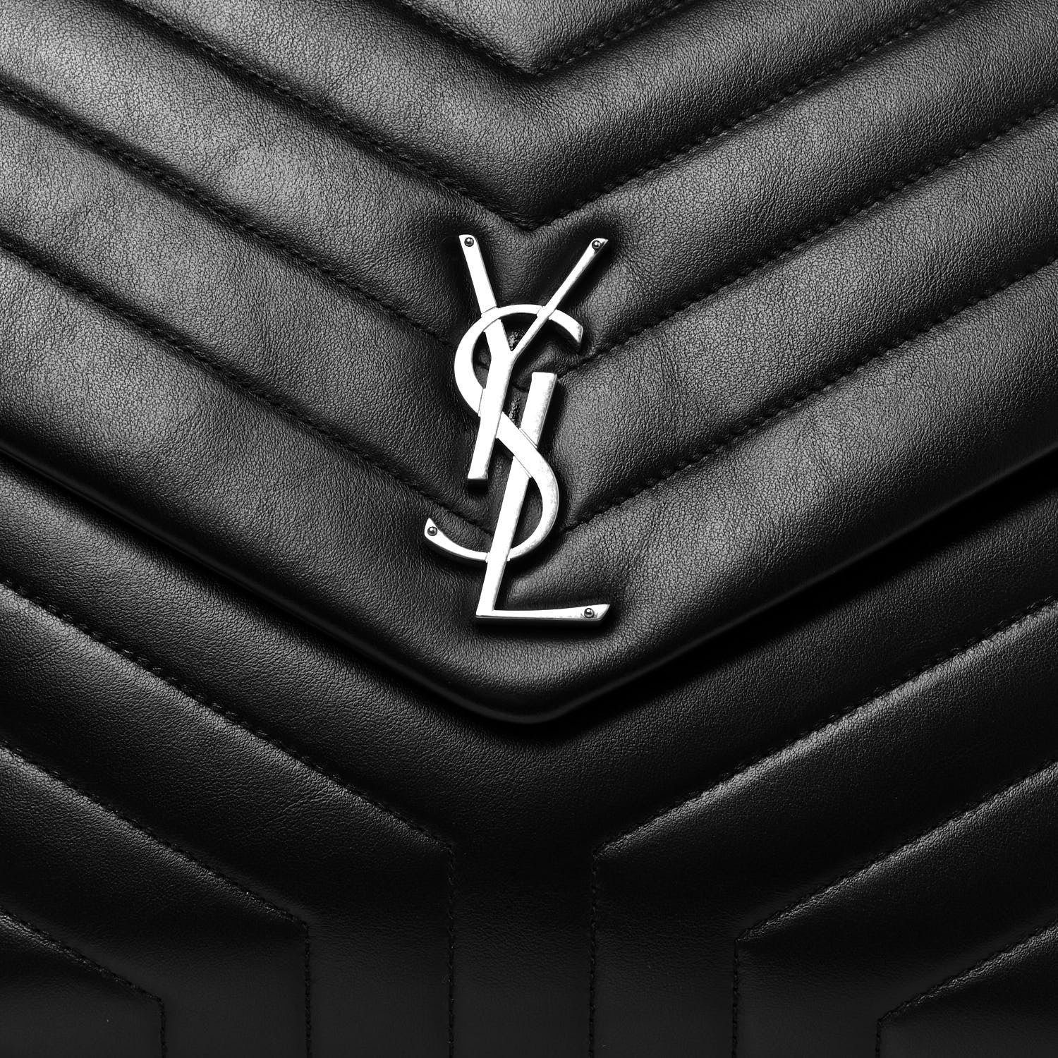 Saint Laurent Calfskin Y Quilted Monogram Large Loulou Chain Satchel Black 8 of 12