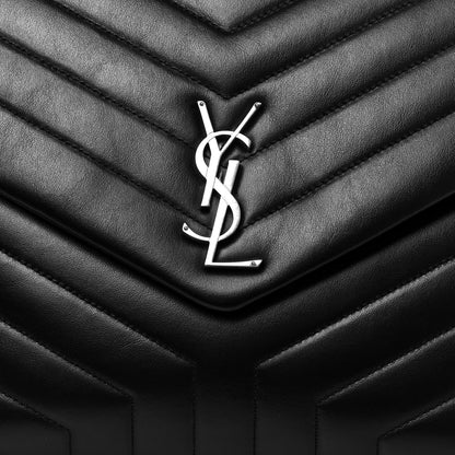 Saint Laurent Calfskin Y Quilted Monogram Large Loulou Chain Satchel Black 8 of 12