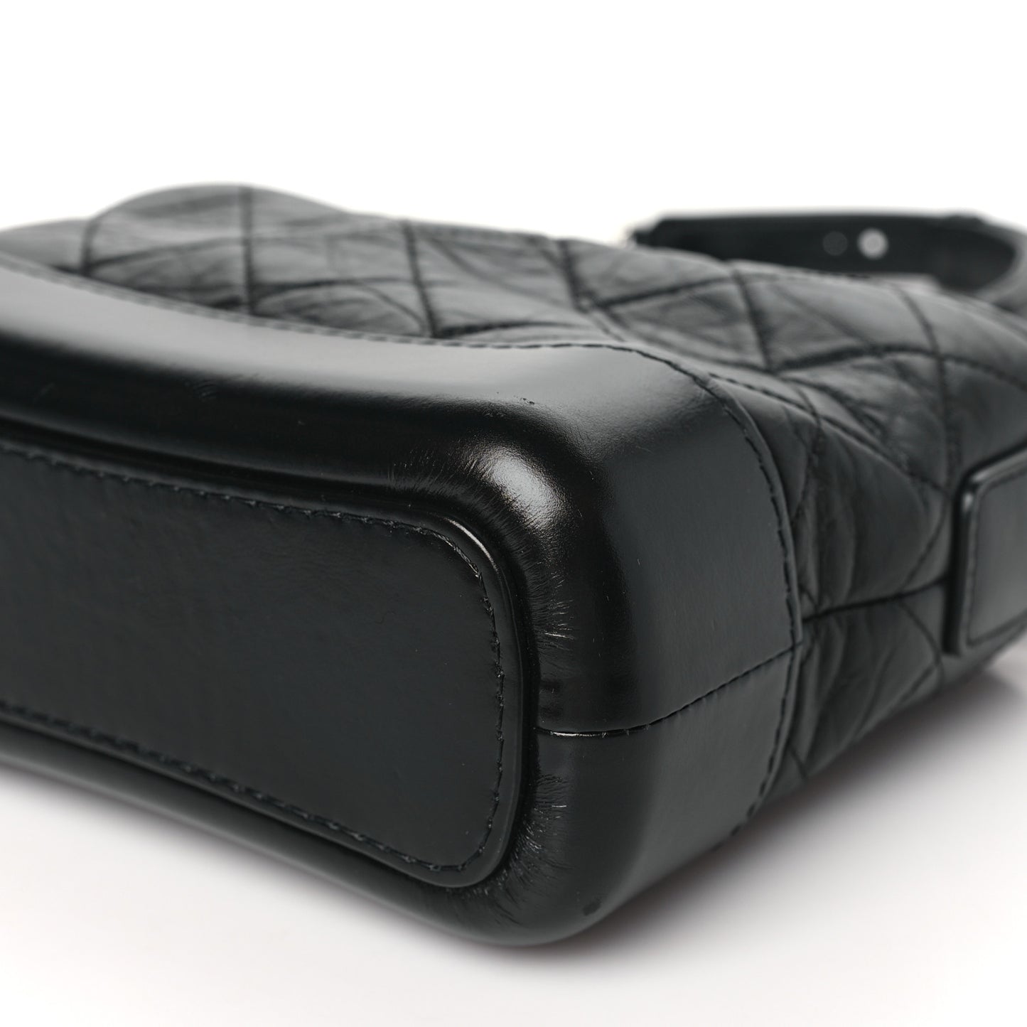 Aged Calfskin Quilted Small Gabrielle Hobo Black