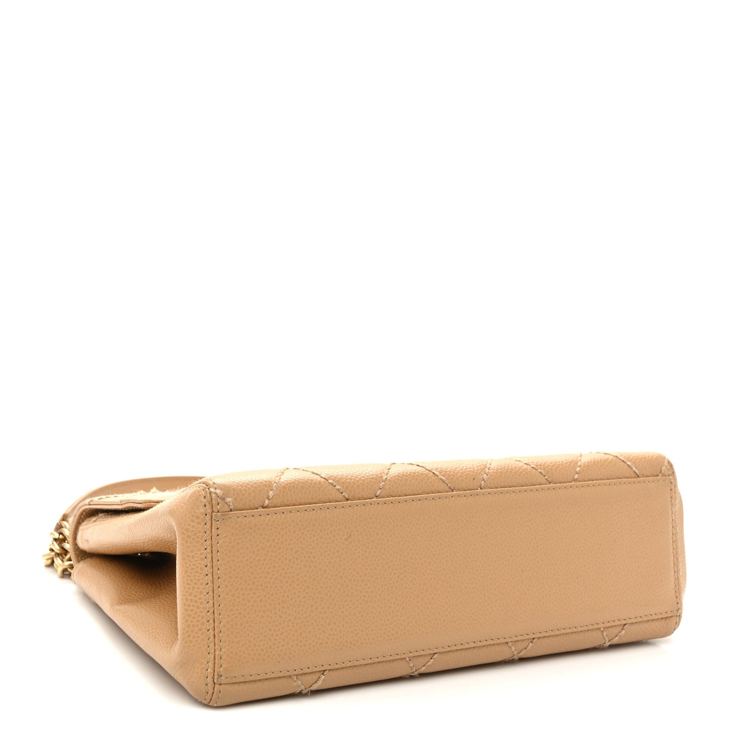 Caviar Quilted Wild Stitch Medium Single Flap Beige