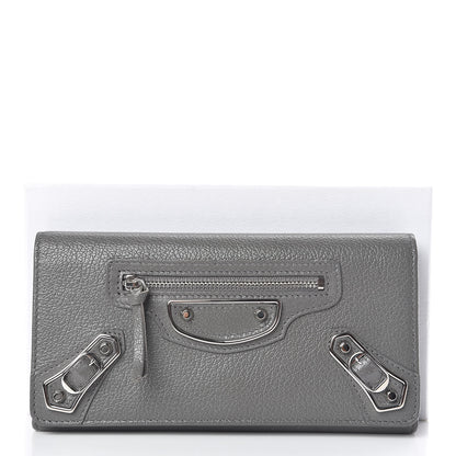 Balenciaga Chevre Silver Metallic Edge Hardware Money Wallet Gris Acier 8 of 8