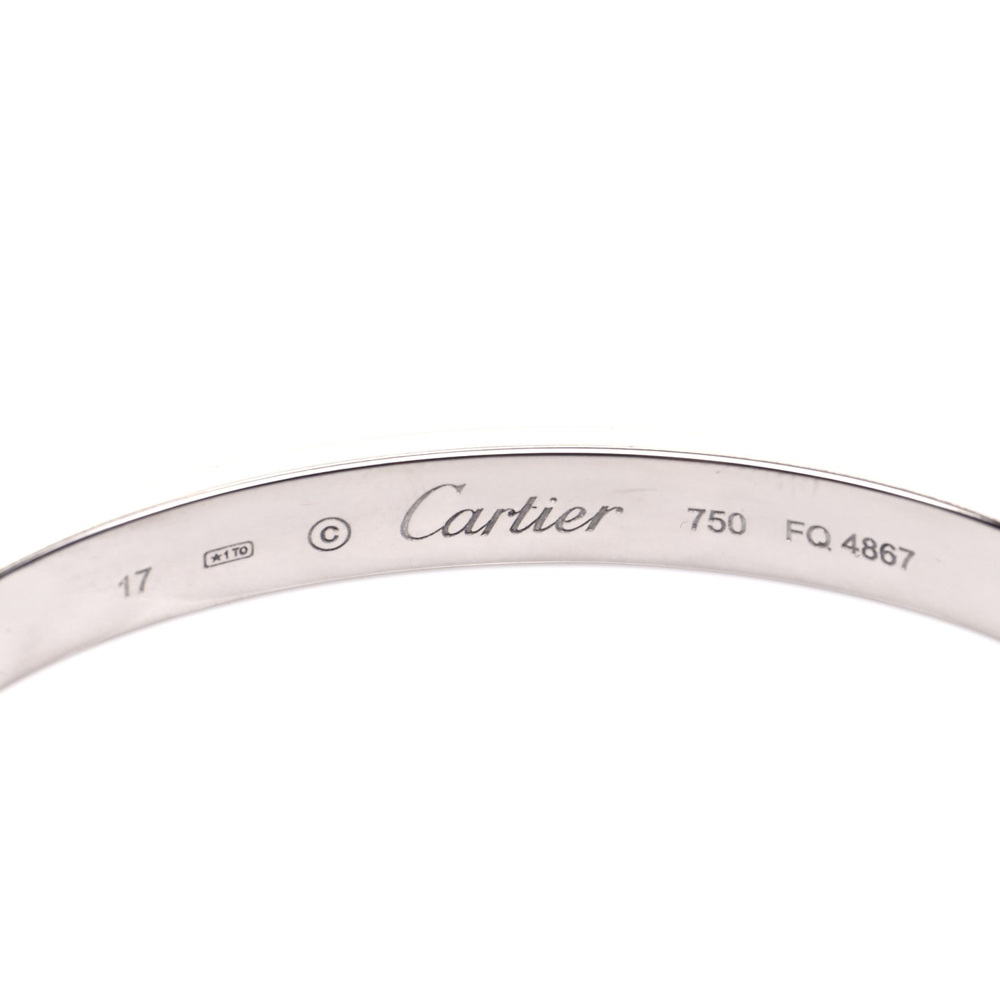 18K White Gold LOVE Cuff Bracelet 17