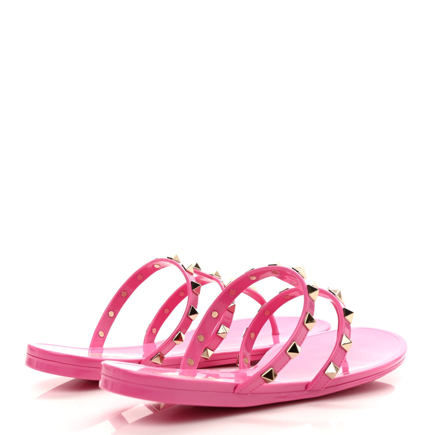 Valentino Garavani PVC Jelly Rockstud Caged Flat Thong Sandals 38 Dawn Pink 4 of 7
