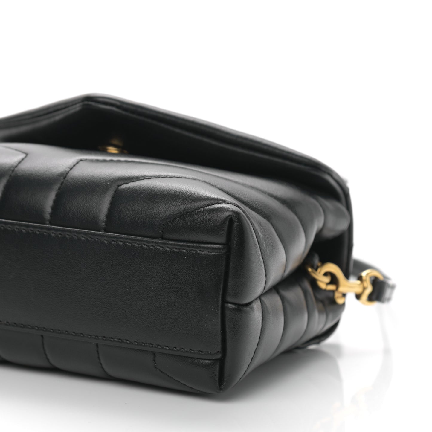 Calfskin Y Quilted Monogram Toy Loulou Crossbody Bag Black