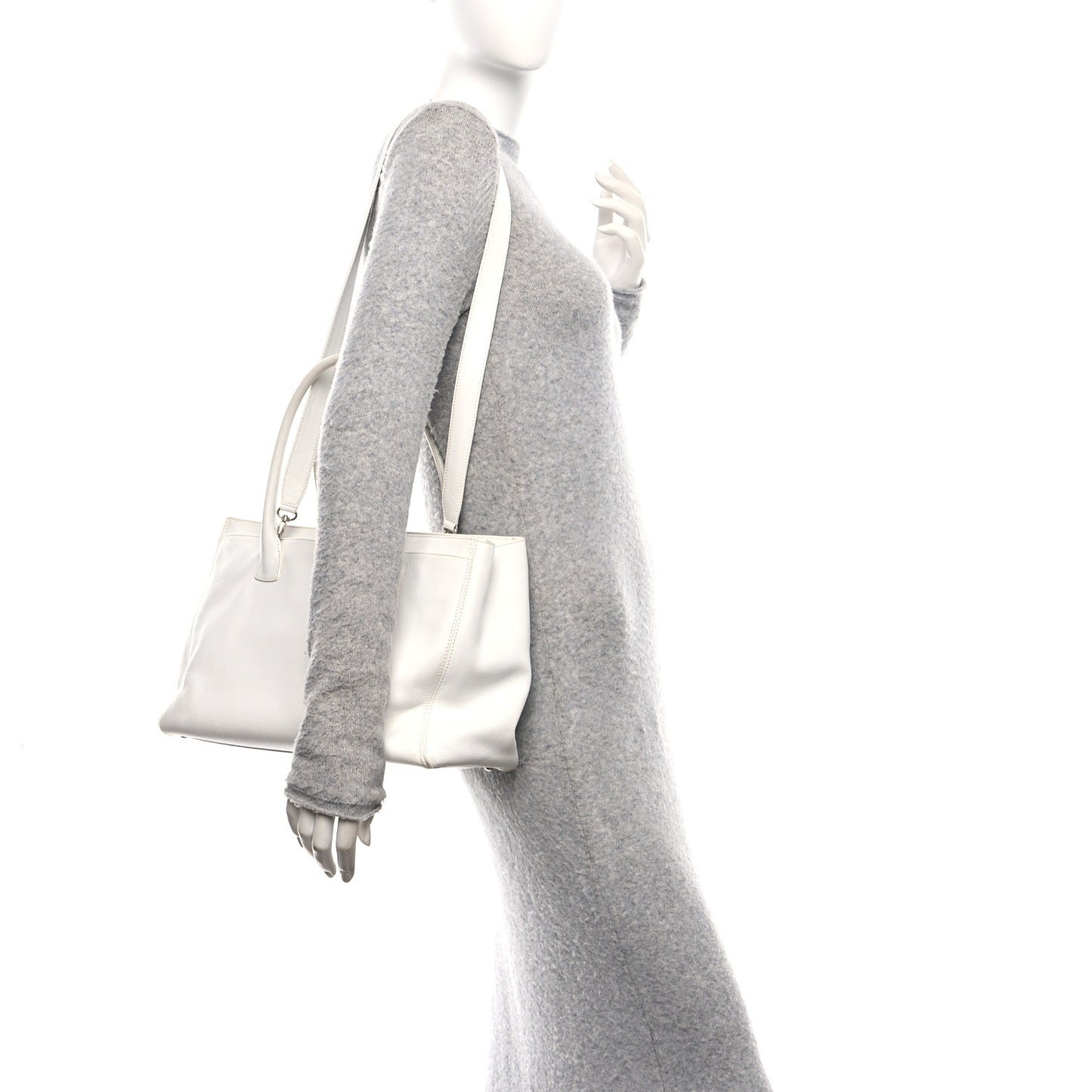 Calfskin Cerf Executive Shopper Tote White