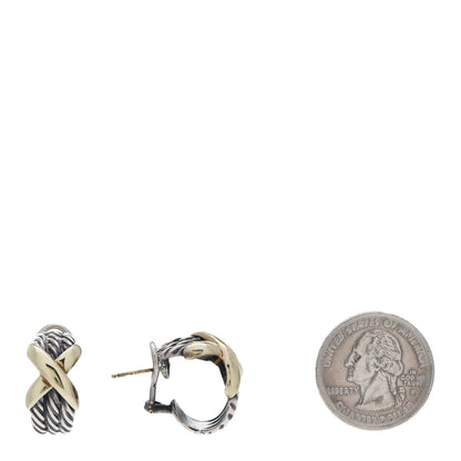 David Yurman Sterling Silver 14K Yellow Gold Cable Classics X Earrings 2 of 5