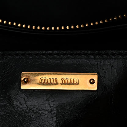 Miu Miu Vitello Shine Top Handle Satchel Black 5 of 8