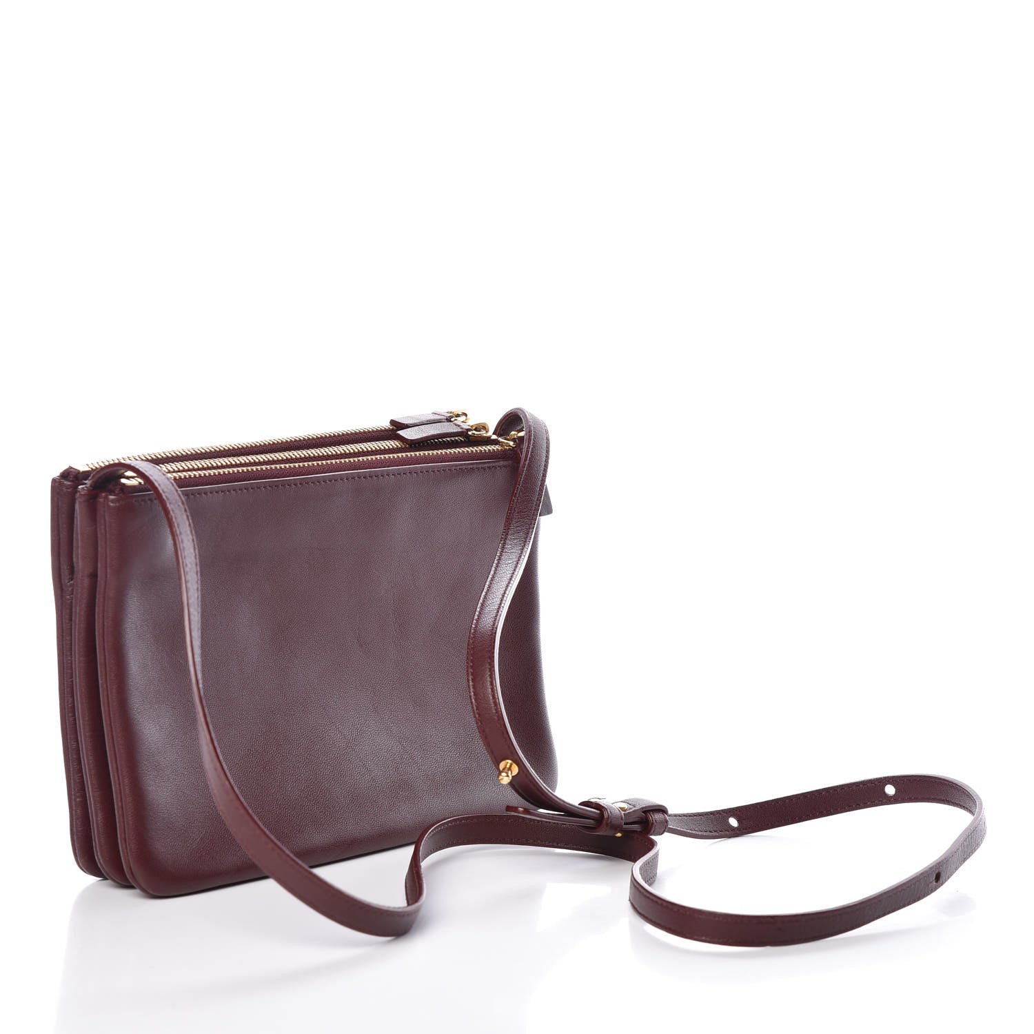 Celine Lambskin Small Trio Crossbody Bag Burgundy 3 of 10