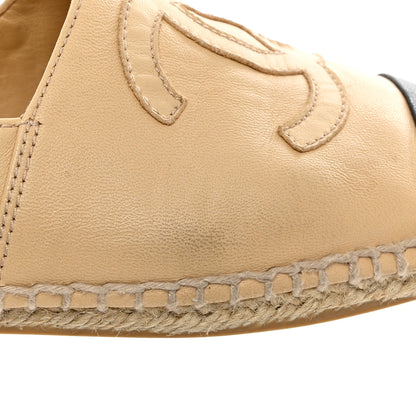 Chanel Lambskin CC Espadrilles 38 Beige Black 10 of 11
