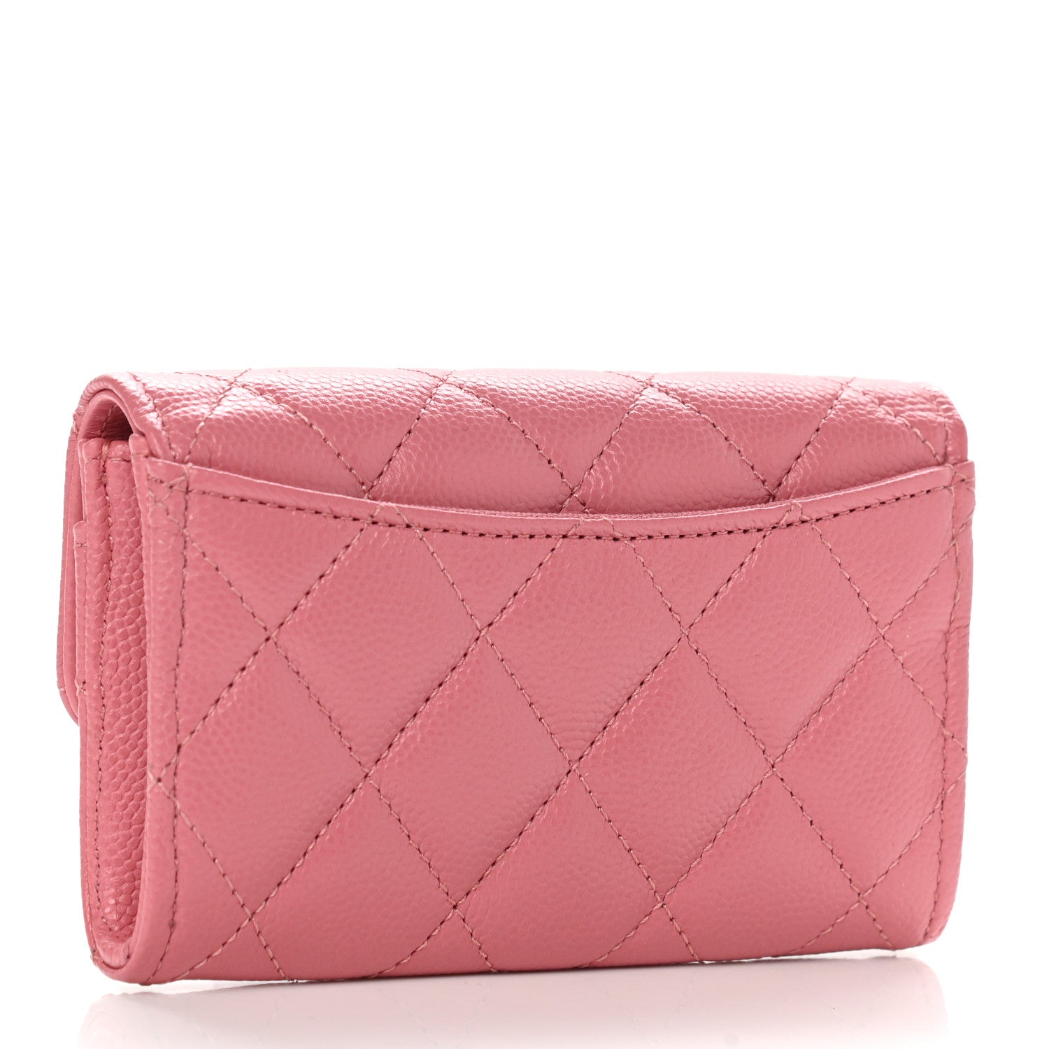 Chanel Caviar Quilted Flap Card Holder Wallet Pink 3 of 8