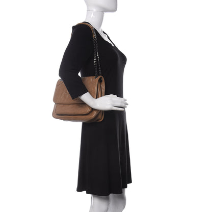 Saint Laurent Crinkled Calfskin Matelasse Monogram Medium Niki Chain Satchel Natural Tan 2 of 10