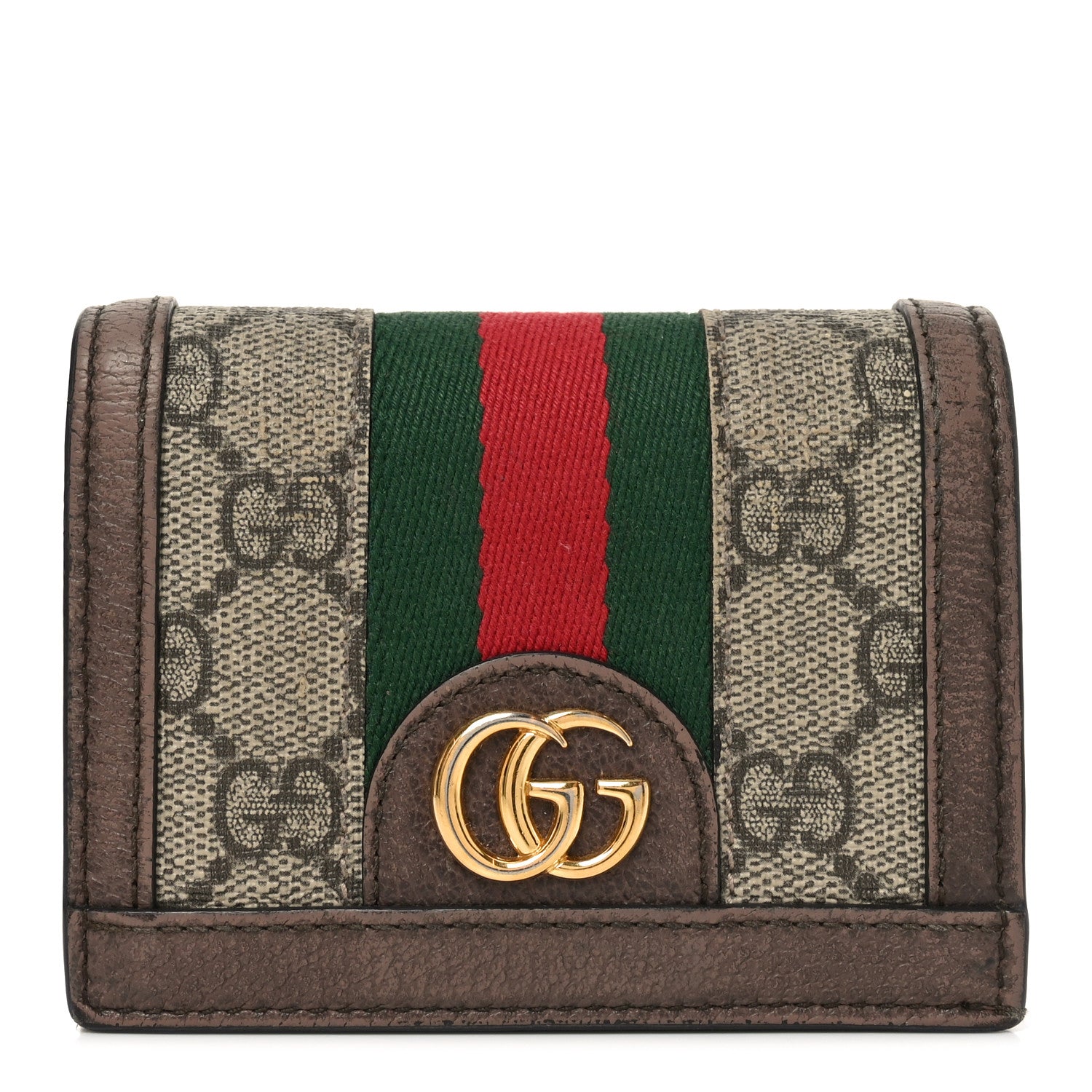 Gucci GG Supreme Monogram Web Ophidia Card Case Beige New Acero 1 of 7