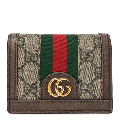 Gucci GG Supreme Monogram Web Ophidia Card Case Beige New Acero 1 of 7