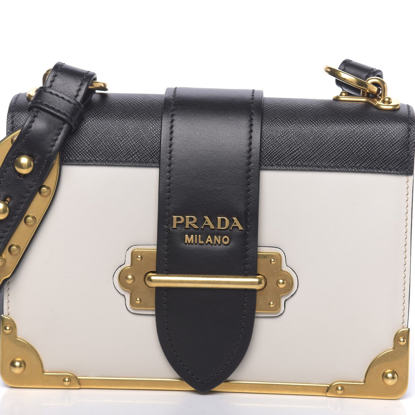 City Calfskin Saffiano Cahier Bag White Black
