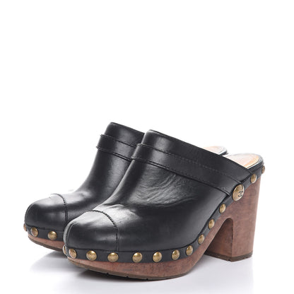 Chanel Calfskin Studded Clogs 35.5 Black 3 of 14