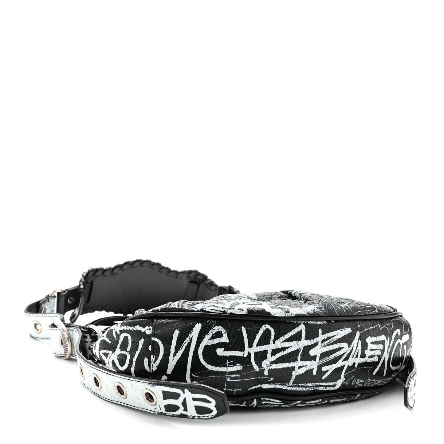 Agneau Arena Graffiti Le Cagole Shoulder Bag XS Black
