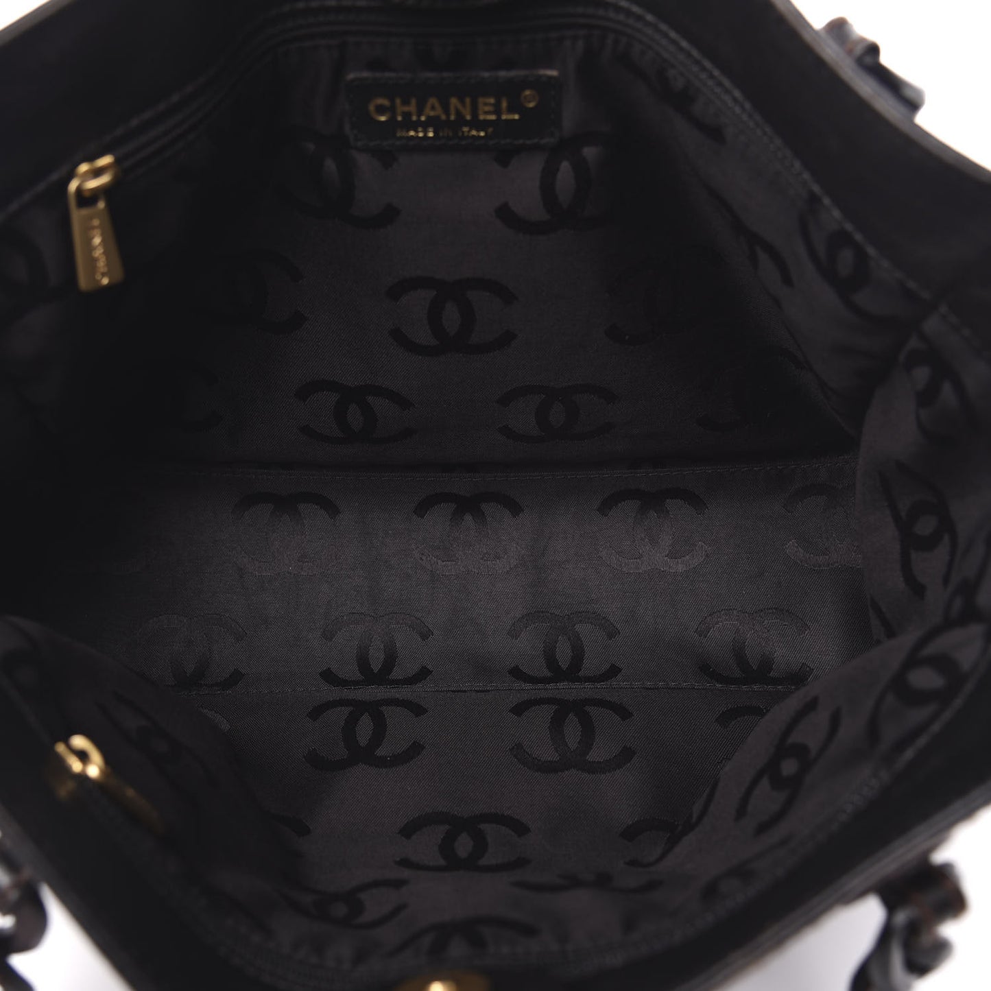 Calfskin Wood Chain Tote Black