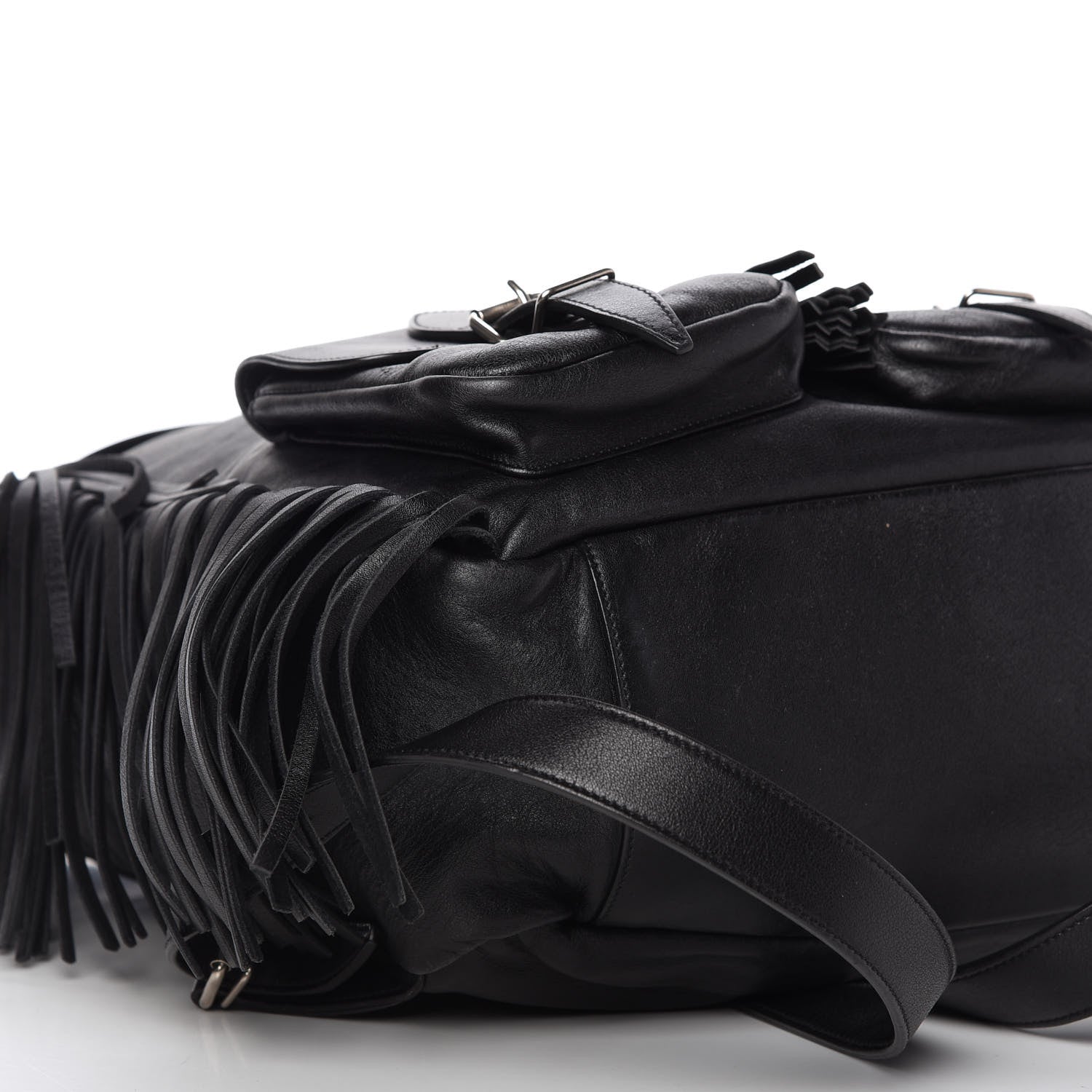 Saint Laurent Calfskin Fringe Festival Backpack Black 6 of 11