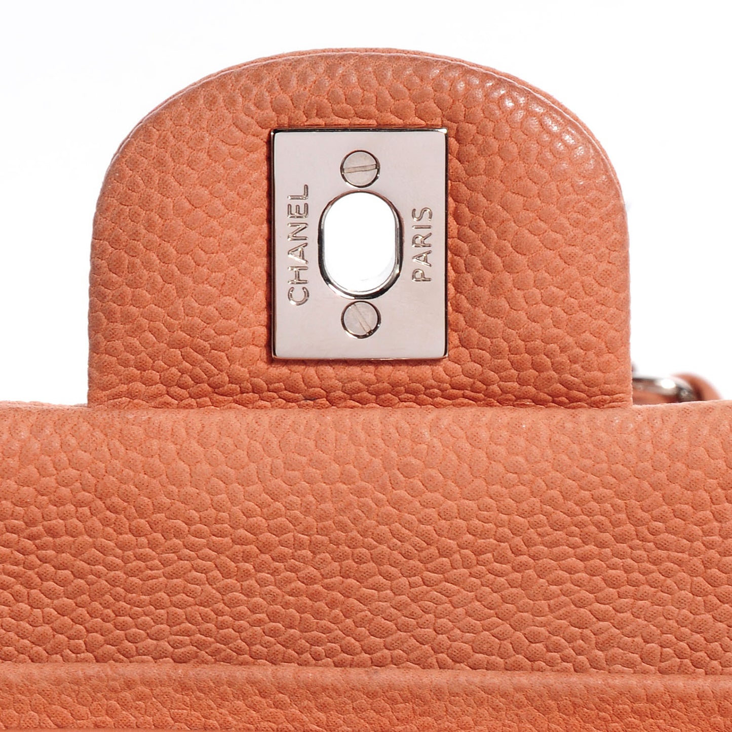 Iridescent Caviar Medium Double Flap Dark Beige
