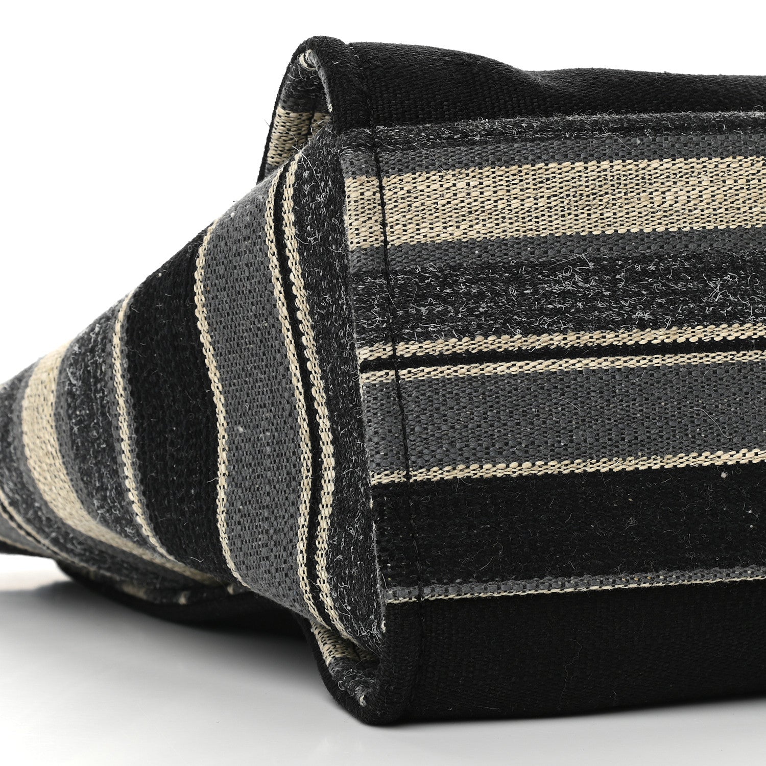 Chanel Striped Canvas Medium Deauville Tote Grey Black 8 of 9