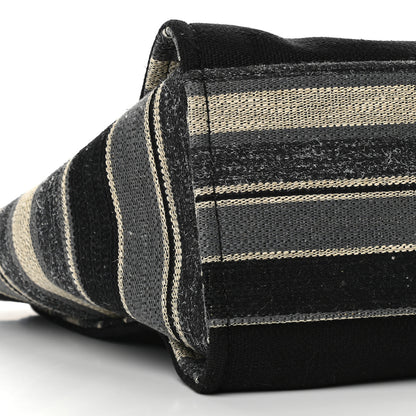 Chanel Striped Canvas Medium Deauville Tote Grey Black 8 of 9