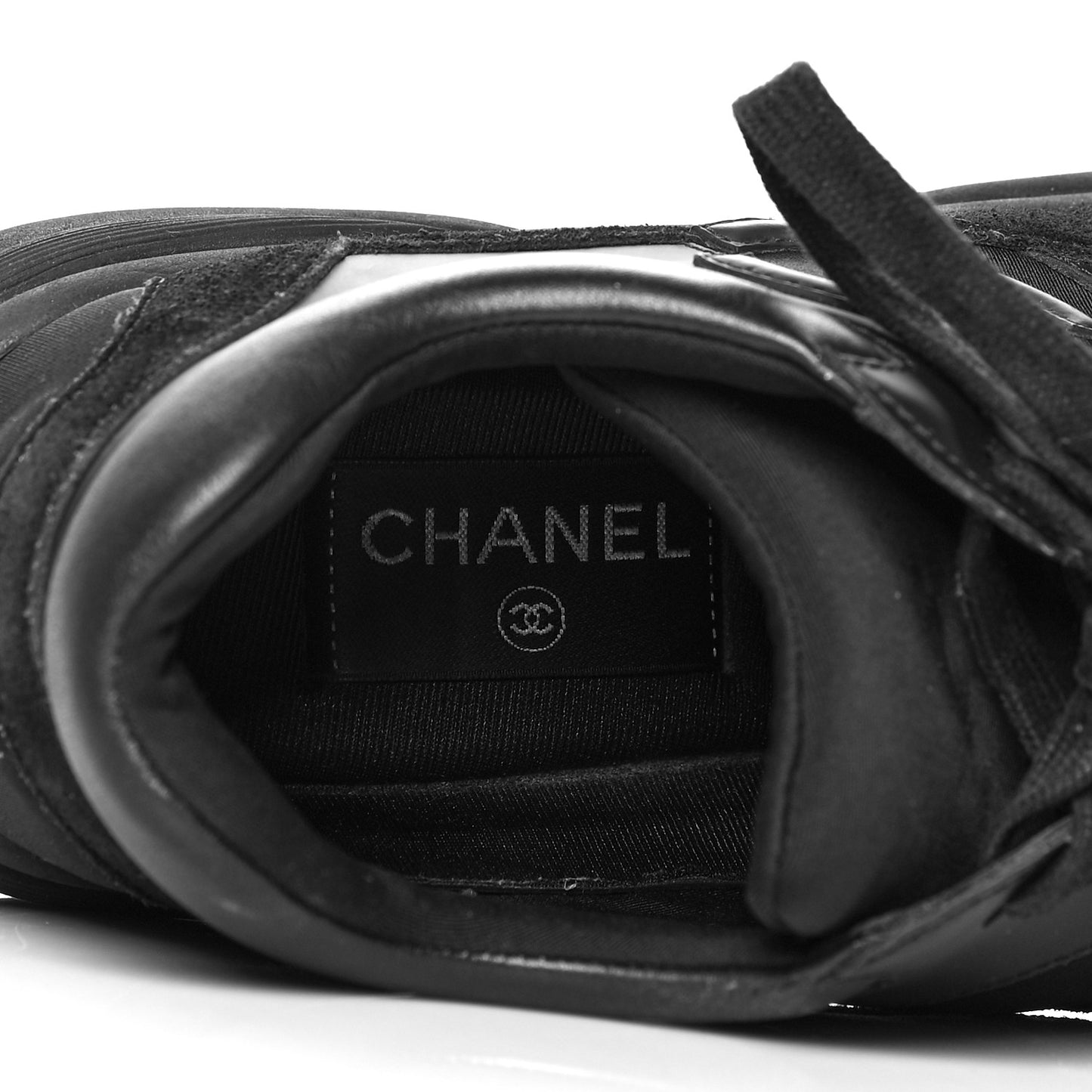 Fabric Calfskin Suede CC Sneakers 38 Black